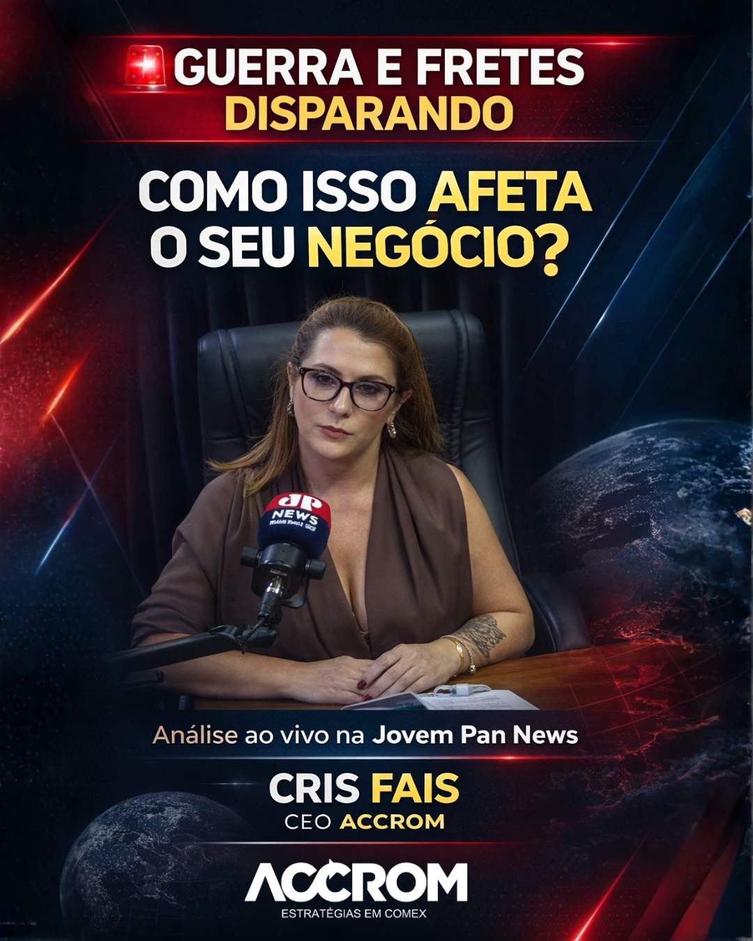 Cris Fais (ACCROM) participa ao vivo da Jovem Pan News e analisa cenário do comércio internacional