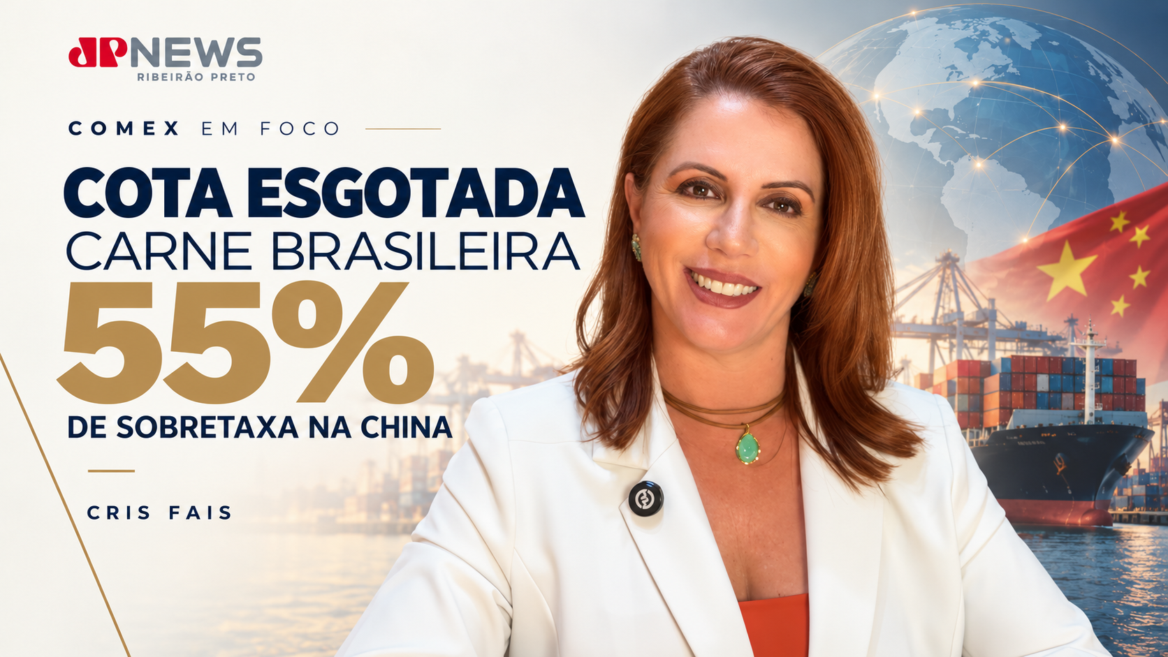 Cota esgotada: carne brasileira paga 55% de sobretaxa na China | Cris Fais | Jovem Pan News RP